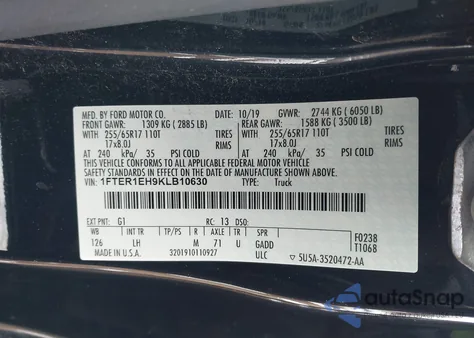 2019 Ford Ranger Xlt из США, поврежденный, VIN 1FTER1EH9KLB10630